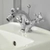 Milano Elizabeth - Traditional Crosshead Mono Bidet Mixer Tap - Chrome And White