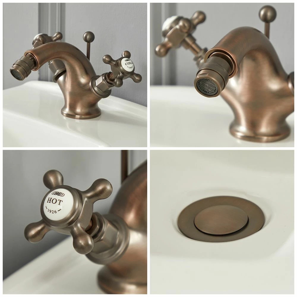 Milano Elizabeth - Traditional Deck Crosshead Mono Bidet Mixer Tap - Oil Rubbed Bronze - Image 2