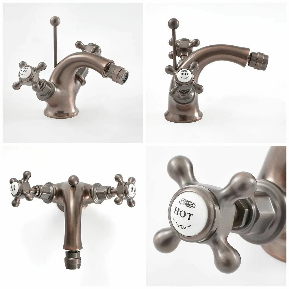 Milano Elizabeth - Traditional Deck Crosshead Mono Bidet Mixer Tap - Oil Rubbed Bronze - Image 4