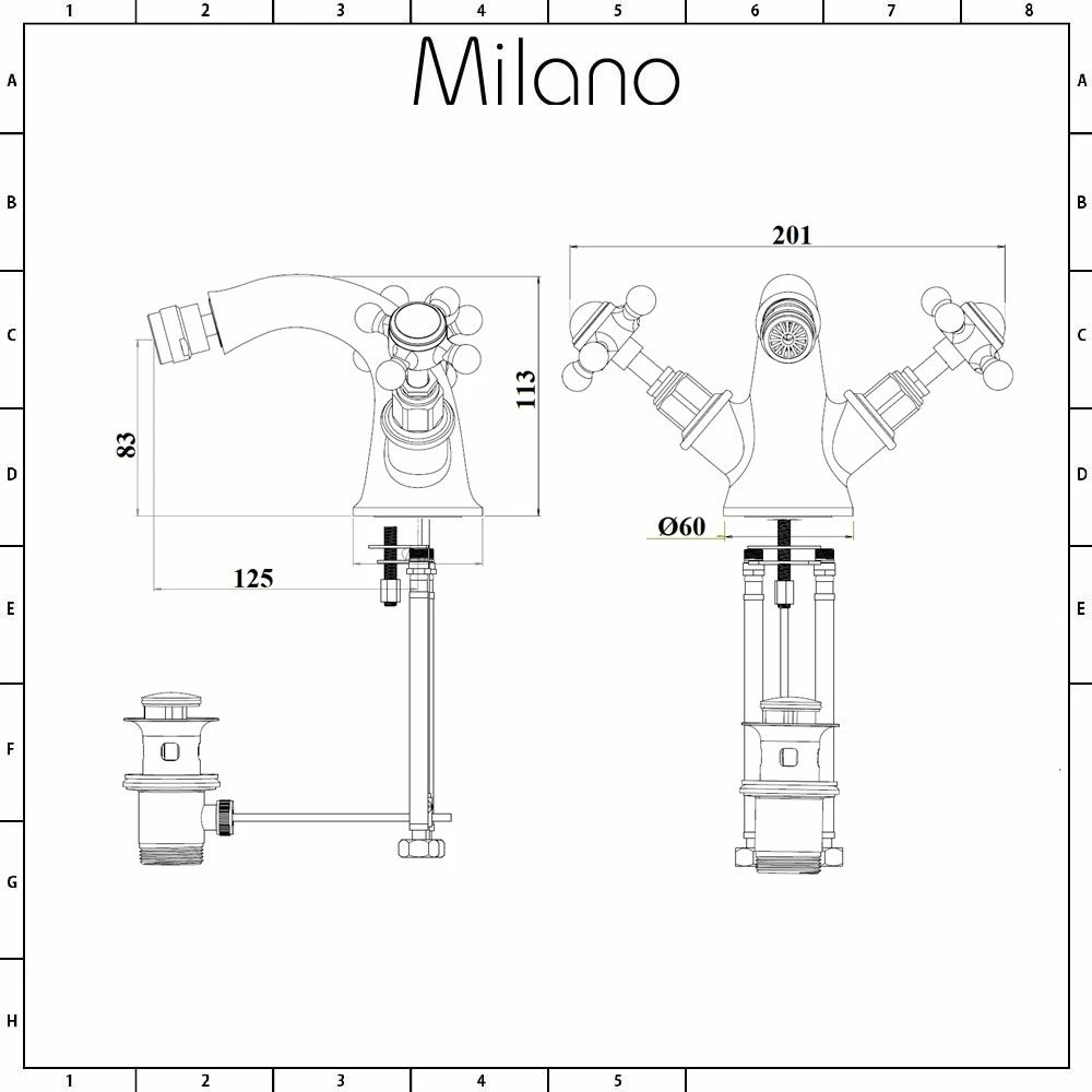 Milano Elizabeth - Traditional Deck Crosshead Mono Bidet Mixer Tap - Oil Rubbed Bronze - Image 5