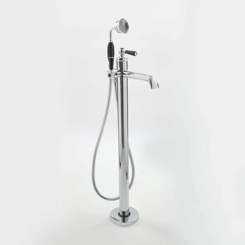 Milano Elizabeth - Traditional Freestanding Mono Bath Shower Mixer Tap With Hand Shower - Chrome And Black - Image 3