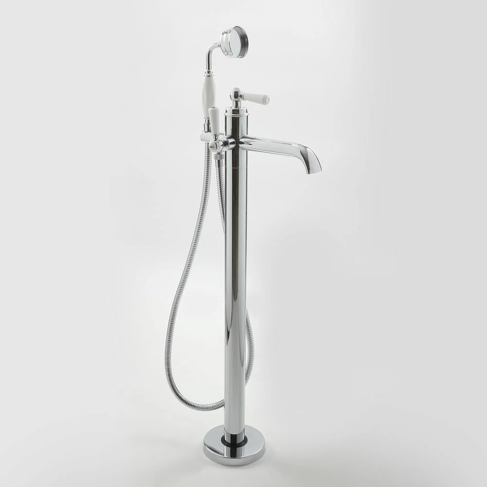 Milano Elizabeth - Traditional Freestanding Mono Bath Shower Mixer Tap With Hand Shower - Chrome And White - Image 3