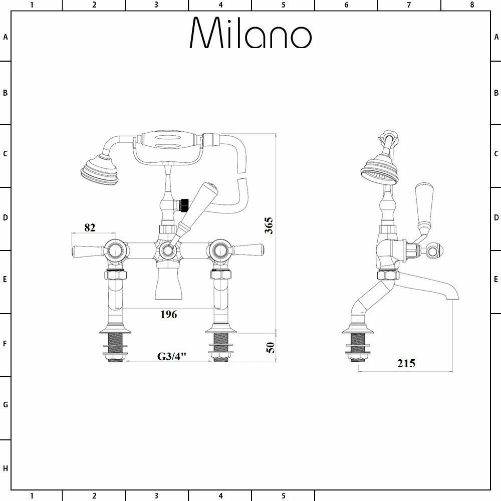 Milano Elizabeth - Traditional Lever Bath Shower Mixer Tap - Chrome And White - Image 5