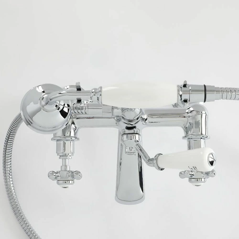 Milano Elizabeth - Traditional Crosshead Bath Shower Mixer Tap - Chrome And White - Image 4