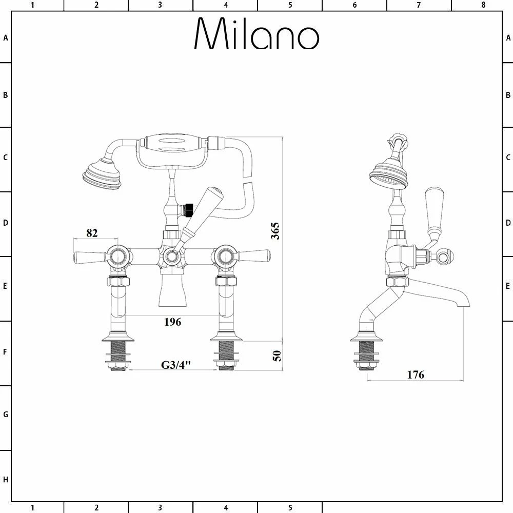 Milano Elizabeth - Traditional Lever Bath Shower Mixer Tap - Choice Of Finish - Image 4