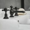 Milano Elizabeth - Traditional 3 Tap-Hole Crosshead Basin Mixer Tap - Black