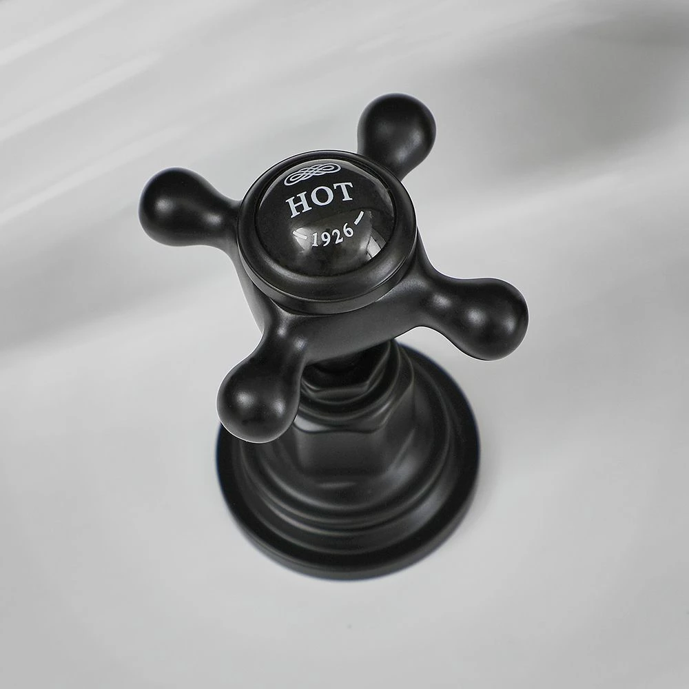 Milano Elizabeth - Traditional 3 Tap-Hole Crosshead Basin Mixer Tap - Black - Image 4