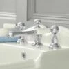 Milano Elizabeth - Traditional 3 Tap-Hole Lever Basin Mixer Tap - Chrome And White