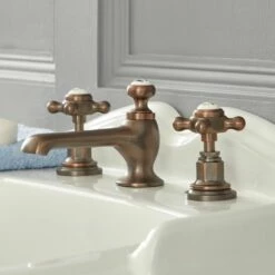 Milano Elizabeth - Traditional 3 Tap-Hole Crosshead Basin Mixer Tap - Oil Rubbed Bronze