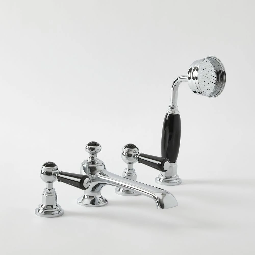 Milano Elizabeth - Traditional 4 Tap-Hole Lever Bath Shower Mixer Tap - Chrome And Black - Image 4