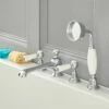 Milano Elizabeth - Traditional 4 Tap-Hole Lever Bath Shower Mixer Tap - Chrome And White