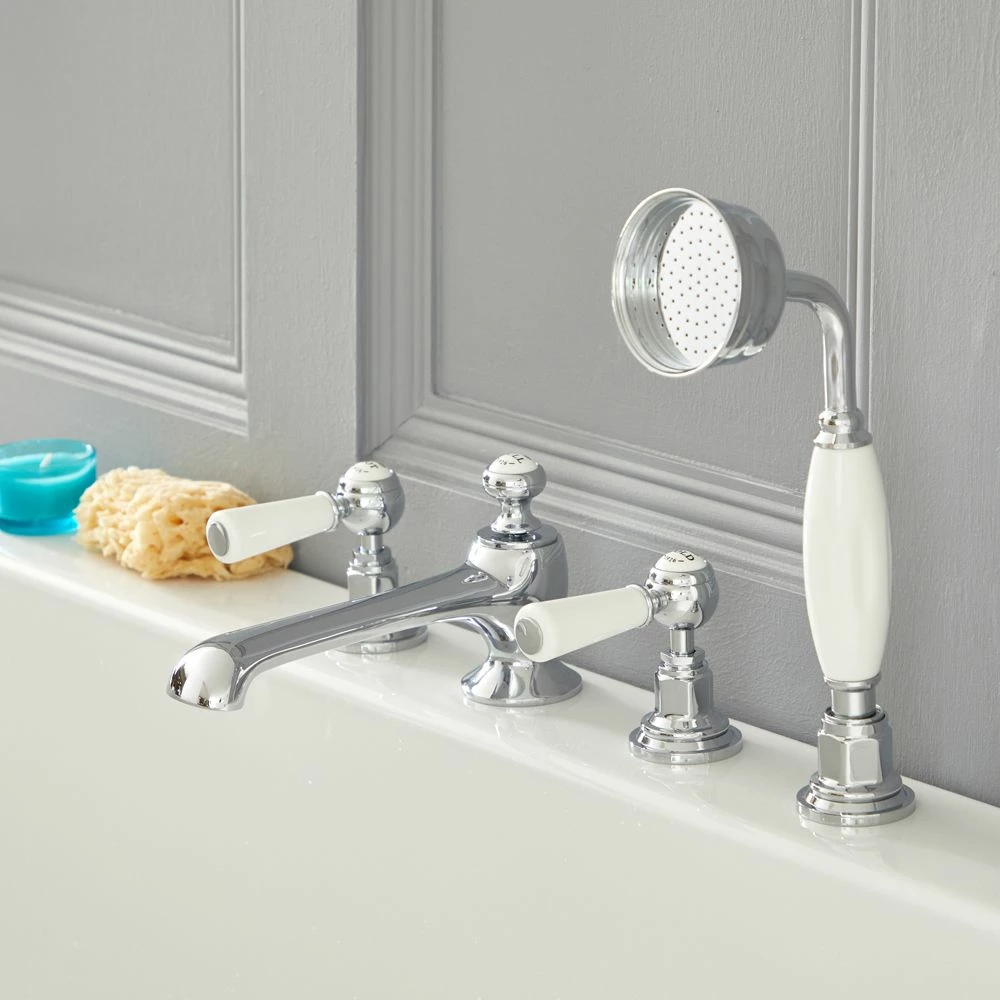 Milano Elizabeth - Traditional Lever 4 Tap-Hole Bath Shower Mixer Tap - Choice Of Finish - Image 2