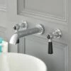 Milano Elizabeth - Traditional Wall Mounted 3 Tap-Hole Lever Basin Mixer Tap - Chrome And Black