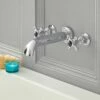 Milano Elizabeth - Traditional Wall Mounted Crosshead 3 Tap-Hole Bath Filler Tap - Chrome And Black