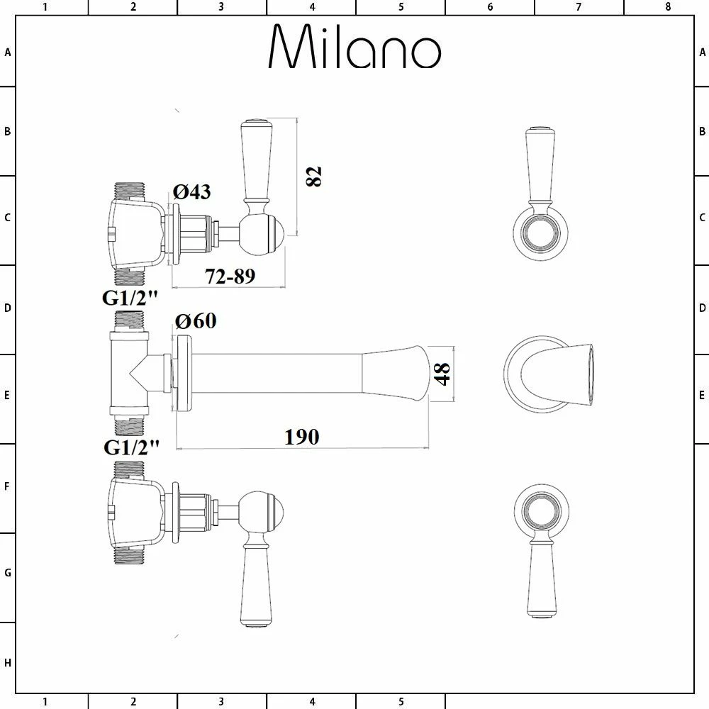 Milano Elizabeth - Traditional Wall Mounted 3 Tap-Hole Lever Bath Filler Tap - Chrome And White - Image 5