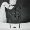 Milano Elizabeth - Traditional Freestanding Crosshead Bath Shower Mixer Tap With Hand Shower - Black