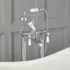 Milano Elizabeth - Traditional Freestanding Lever Bath Shower Mixer Tap With Hand Shower - Chrome And White