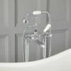 Milano Elizabeth - Traditional Freestanding Crosshead Bath Shower Mixer Tap With Hand Shower - Chrome And White