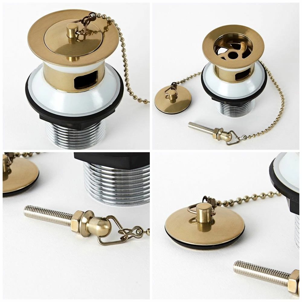Milano Auro - Traditional Slotted Basin Waste With Chain - Brushed Gold - Image 2
