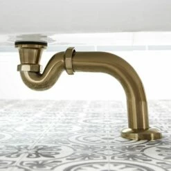 Milano Auro - Traditional Shallow Seal Bath Trap And Outlet Pipe - Brushed Gold