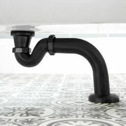 Milano Elizabeth - Traditional Shallow Seal Bath Trap And Outlet Pipe - Black