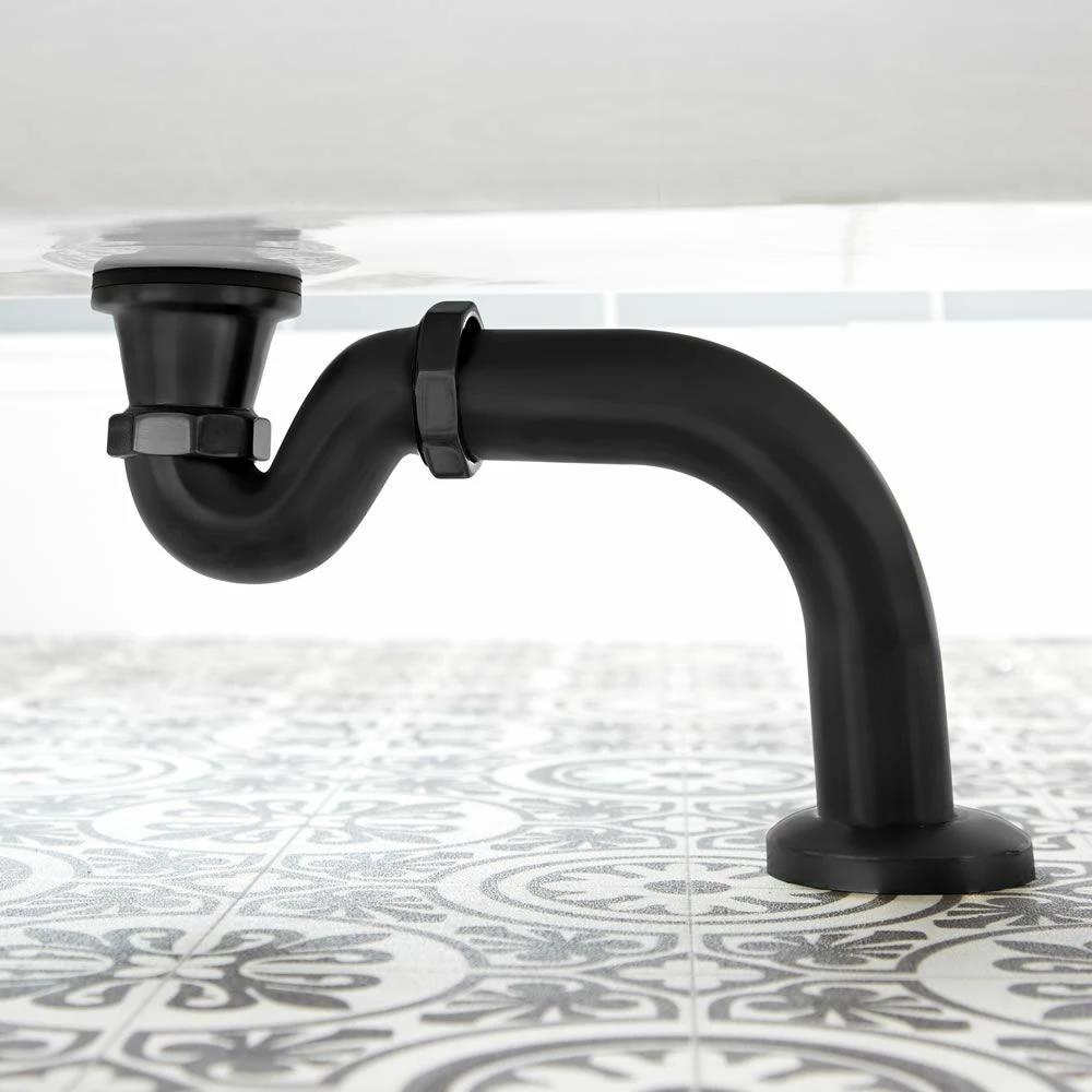 Milano Elizabeth - Traditional Shallow Seal Bath Trap And Outlet Pipe - Black