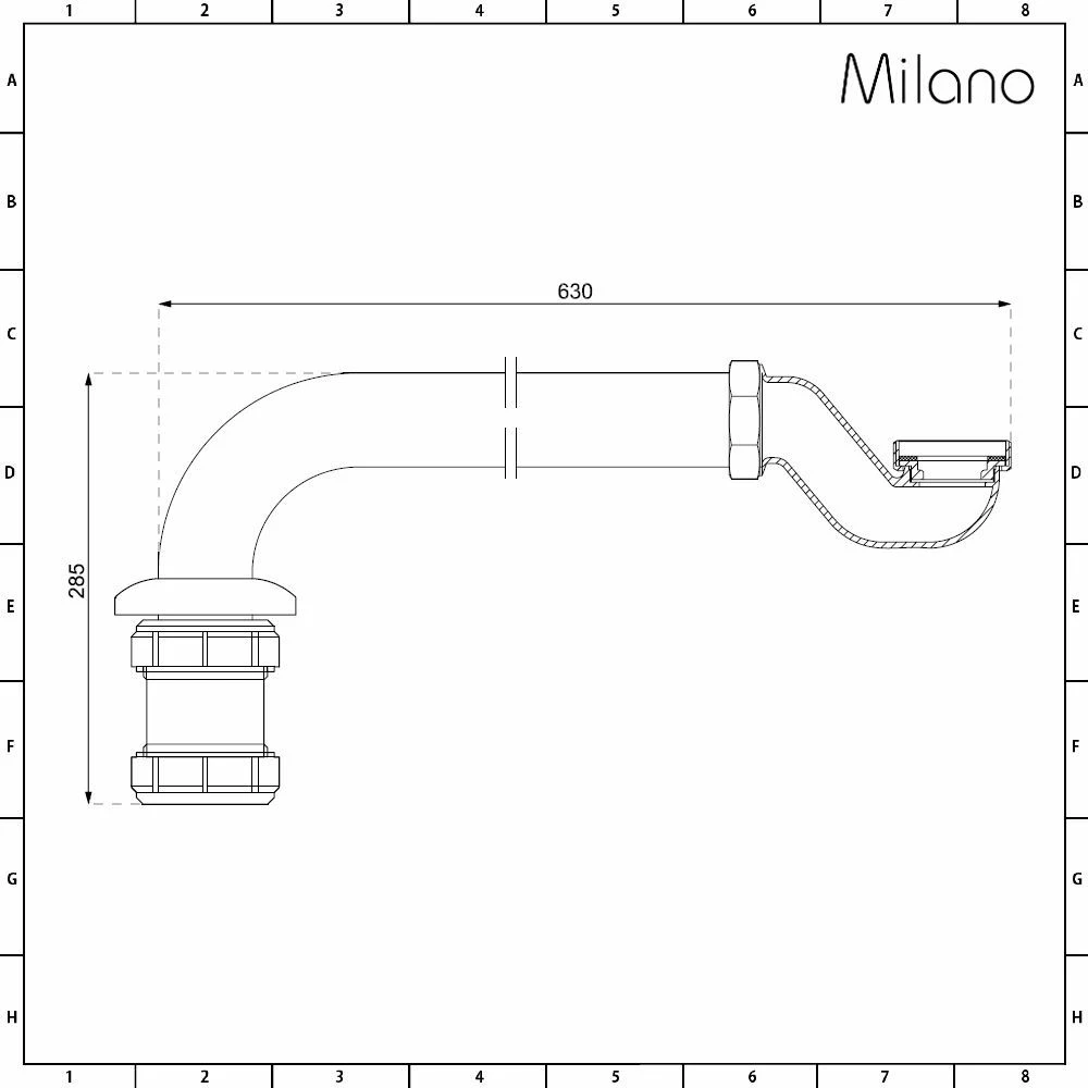 Milano Elizabeth - Traditional Shallow Seal Bath Trap And Outlet Pipe - Black - Image 5