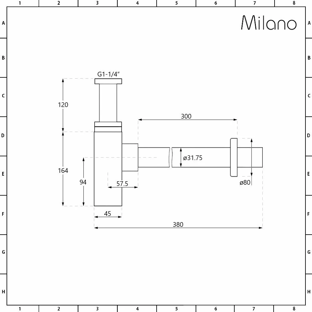 Milano Orno - Basin Bottle Trap - Gun Metal Grey - Image 4