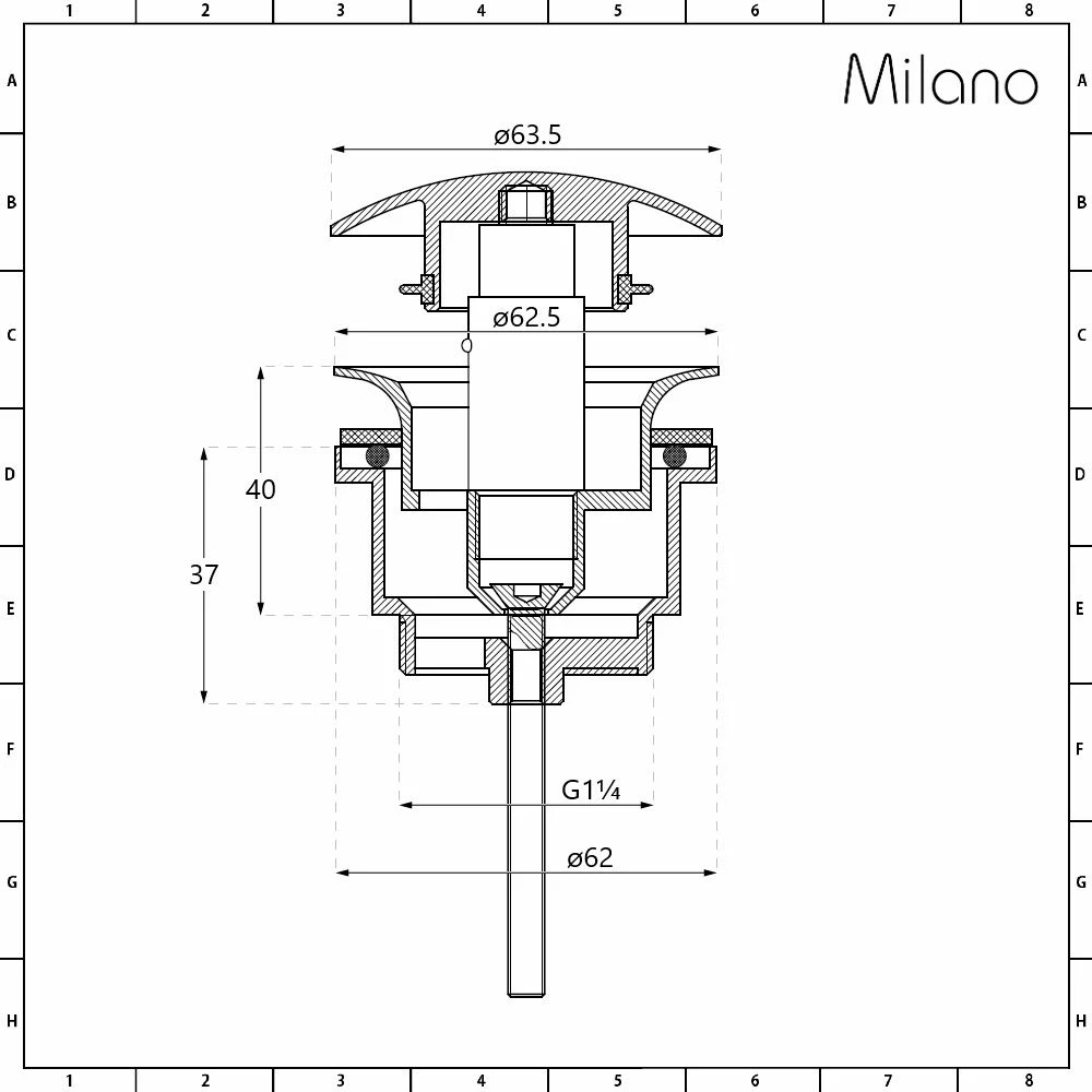 Milano - Universal Push Button Basin Waste - Black - Image 4