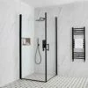 Milano Nero - Black Hinged Double Door Corner Wet Room Shower Enclosure - Choice Of Sizes