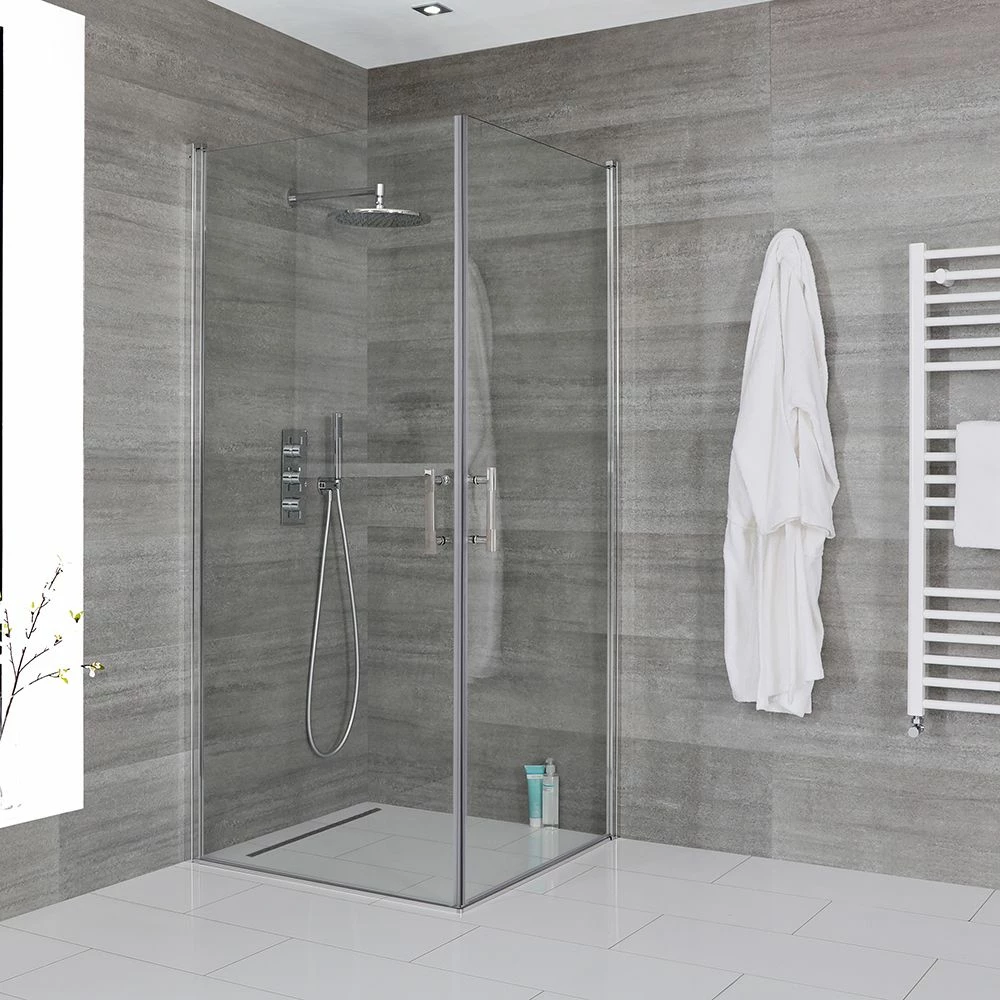 Milano Portland - Hinged Double Door Corner Wet Room Shower Enclosure - Choice Of Sizes