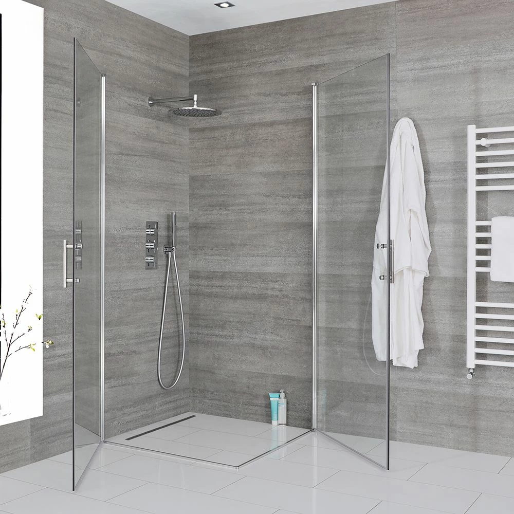 Milano Portland - Hinged Double Door Corner Wet Room Shower Enclosure - Choice Of Sizes - Image 3
