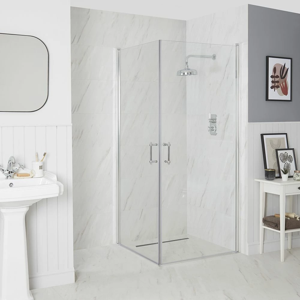 Milano Langley - Traditional Hinged Double Door Corner Wet Room Shower Enclosure - Choice Of Sizes