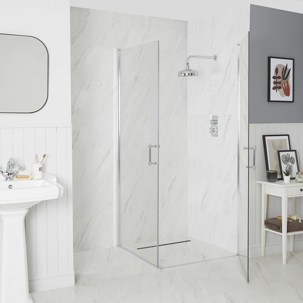Milano Langley - Traditional Hinged Double Door Corner Wet Room Shower Enclosure - Choice Of Sizes - Image 2