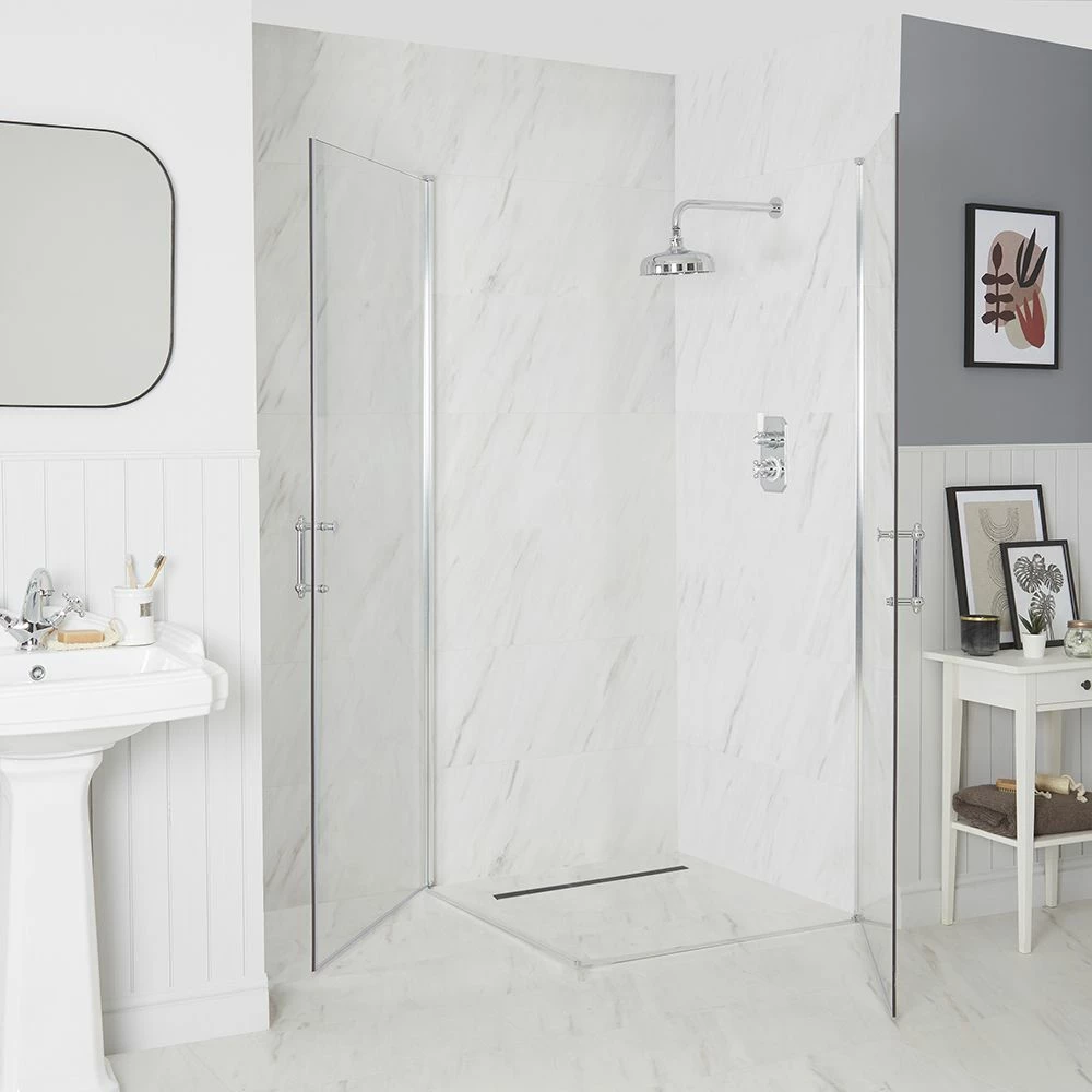 Milano Langley - Traditional Hinged Double Door Corner Wet Room Shower Enclosure - Choice Of Sizes - Image 3