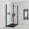 Milano Nero - Black Hinged Double Door Corner Shower Enclosure With Slate Tray - Choice Of Sizes