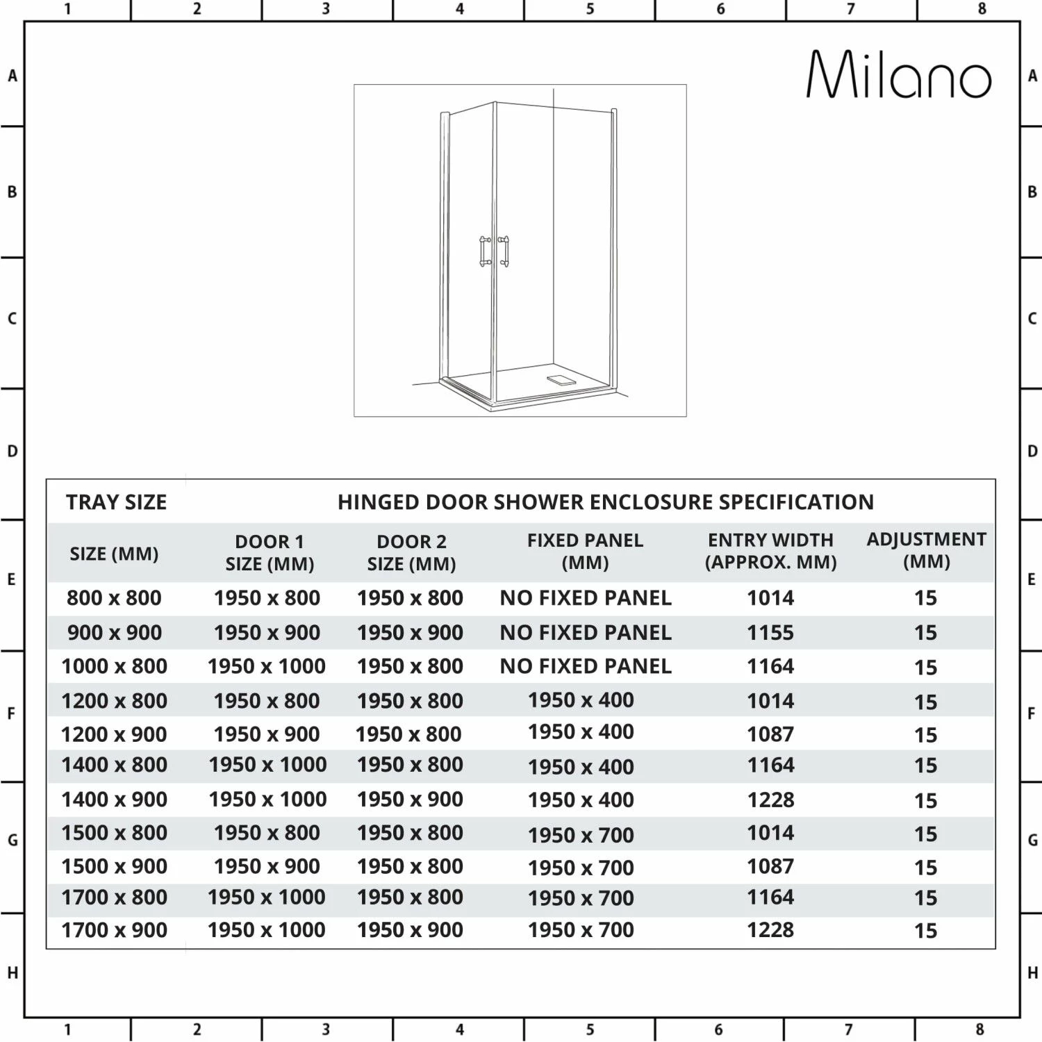 Milano Nero - Black Hinged Double Door Corner Shower Enclosure With Slate Tray - Choice Of Sizes - Image 8