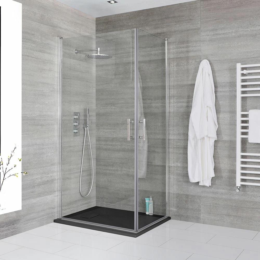 Milano Portland - Hinged Double Door Corner Shower Enclosure With Slate Tray - Choice Of Sizes