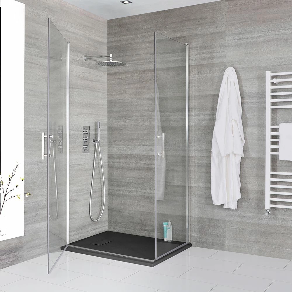 Milano Portland - Hinged Double Door Corner Shower Enclosure With Slate Tray - Choice Of Sizes - Image 2