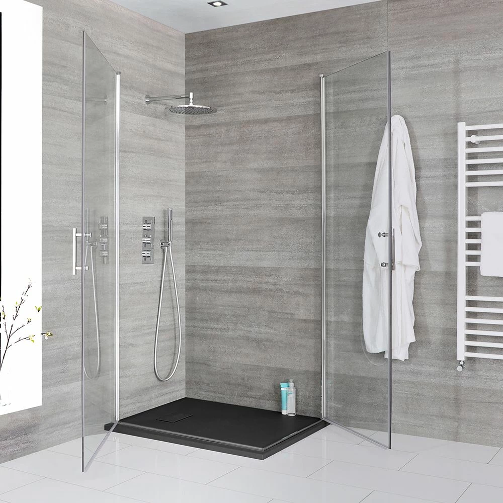 Milano Portland - Hinged Double Door Corner Shower Enclosure With Slate Tray - Choice Of Sizes - Image 3