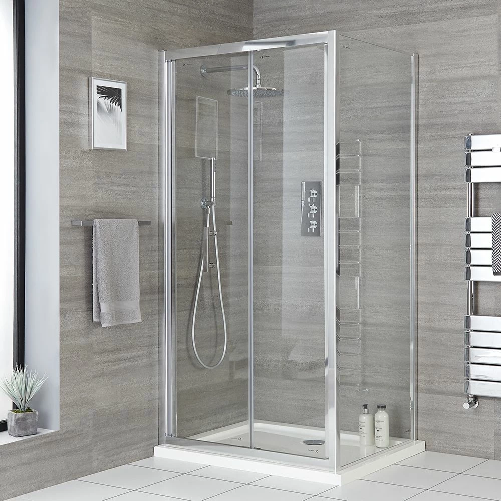 Milano Portland - Corner Bi-Fold Shower Door Enclosure With Tray - Choice Of Sizes