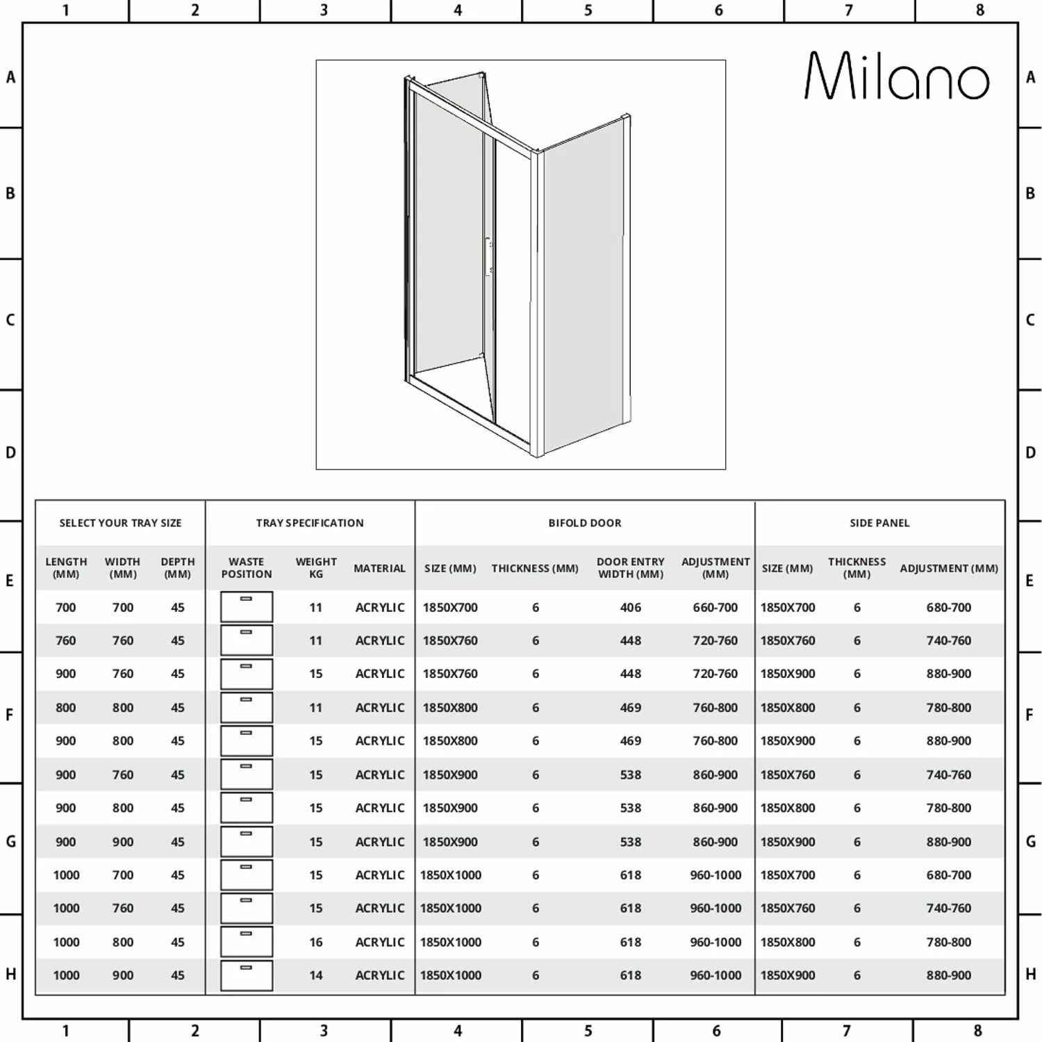 Milano Portland - Corner Bi-Fold Shower Door Enclosure With Tray - Choice Of Sizes - Image 6