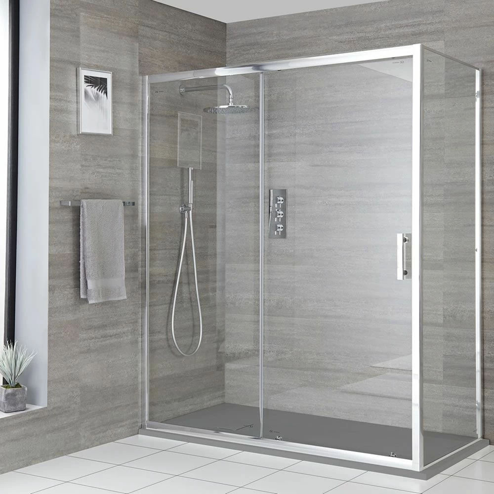 Milano Portland - Corner Sliding Door Shower Enclosure With Slate Tray - Choice Of Sizes