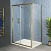 Milano Auro - Brushed Gold Corner Sliding Door Shower Enclosure With Tray - Choice Of Sizes