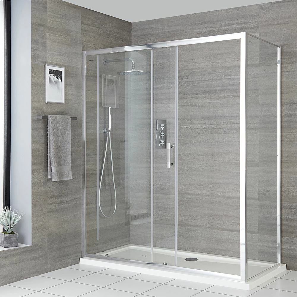 Milano Portland - Sliding Shower Door - Choice Of Sizes And Side Panel - Image 2