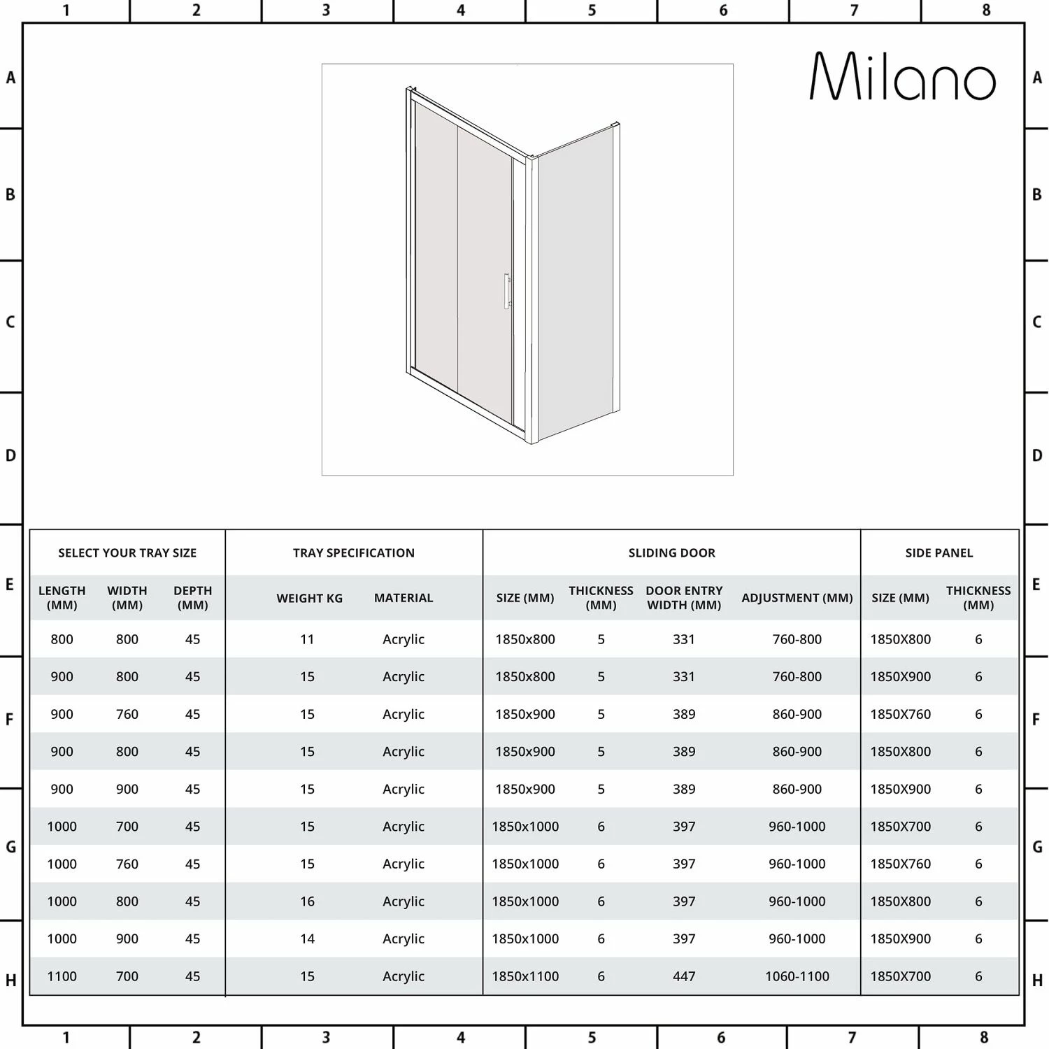 Milano Portland - Corner Sliding Door Shower Enclosure With Tray - Choice Of Sizes - Image 7