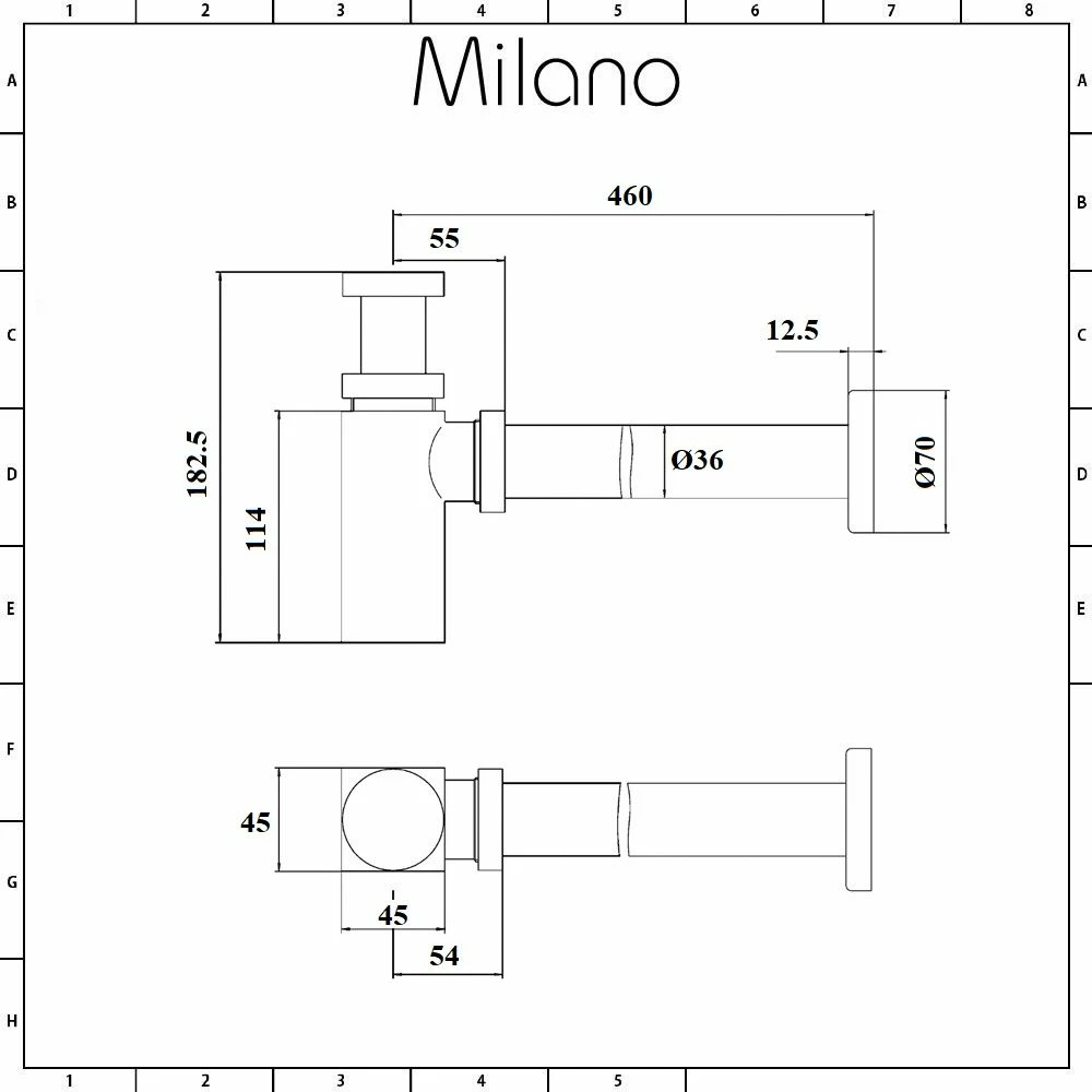 Milano - Square Bottle Trap - Chrome - Image 4