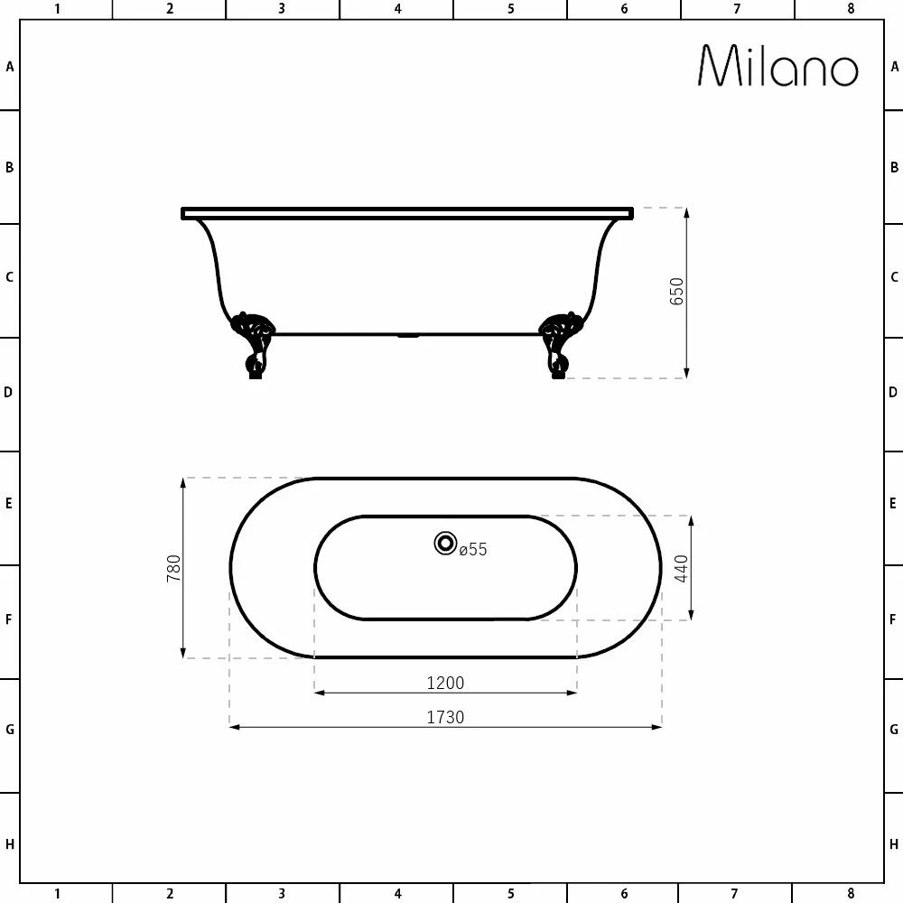 Milano Richmond - White Traditional Freestanding Bath With Oil Rubbed Bronze Feet - 1730mm X 780mm (No Tap-Holes) - Image 5