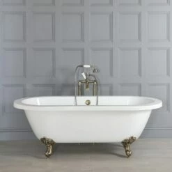 Milano Legend - Double-Ended Roll Top Freestanding Bath With Brushed Gold Feet - 1780mm X 825mm