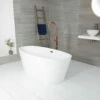 Milano Irwell - White Modern Oval Double-Ended Freestanding Bath - 1595mm X 740mm - Choice Of Overflow Finish